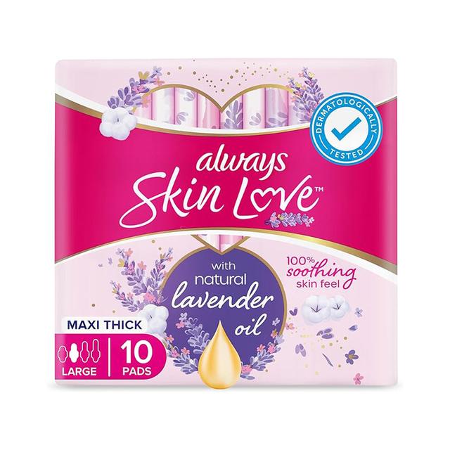 Always - Skin Love Pads - Lavender Freshness - Maxi Thick & Large - 10 pads