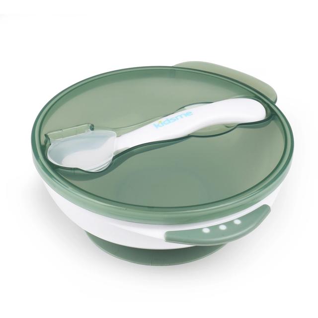 Kidsme - Suction Bowl with Ideal Temperature Feeding Spoon Set +9 months - Gray