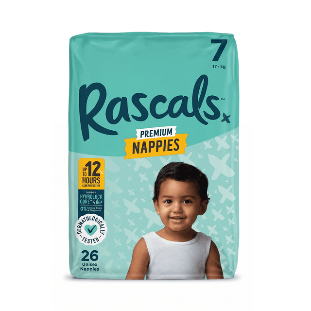 Rascals - Diapers Premium Nappies N7 (17+kg) - 26pcs