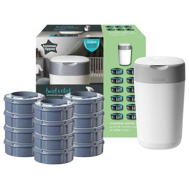 Tommee Tippee Twist and Click Advanced Nappy Disposal Sangenic + 12pcs Refill - White