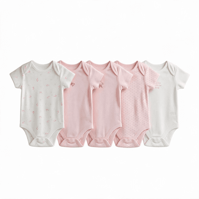 Mothercare - 5 Short Sleeve Bodysuits - Pink - 6-9m