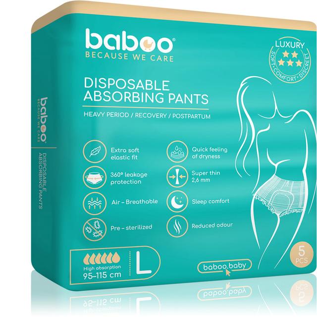 BABOO - Disposable Absorbing Psnts 5pcs - L