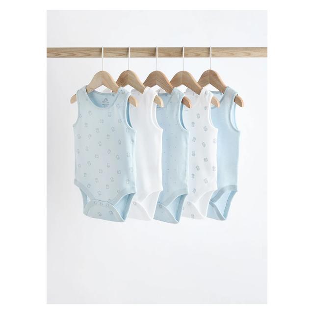 Next - Blue Baby Vest Bodysuits - 5 Pack - 6-9 months