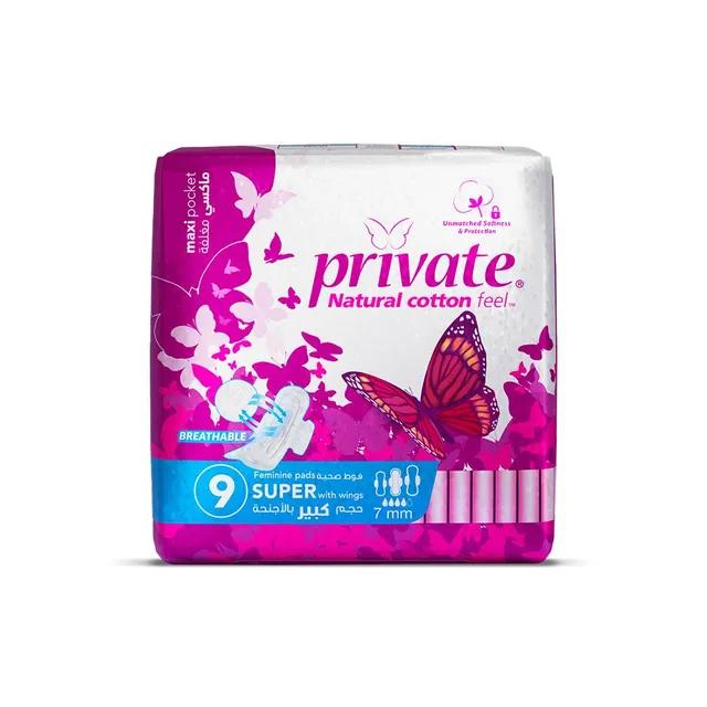 Private - Maxi Pocket Super With Wings Pad - 9 pcs