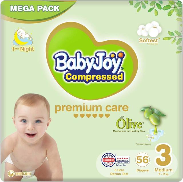 BabyJoy - Olive Diapers Jampo -Number 3 Medium - 56Pcs - 6 - 12 kg