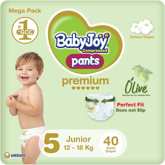 BabyJoy - Number 5 - Junior Olive Premium Pants Diapers Pack, 12-18kg - 40 Diapers