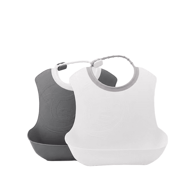 Twistshake - Soft Bib ×2 - 4+m - White&Grey