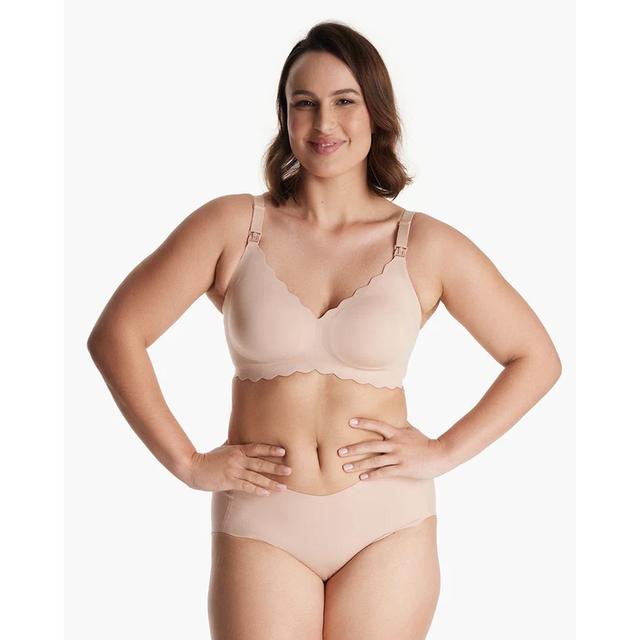 Momcozy - Jelly Strip - Seamless Floral Push up Nursing Bra - Oyster Pink - S