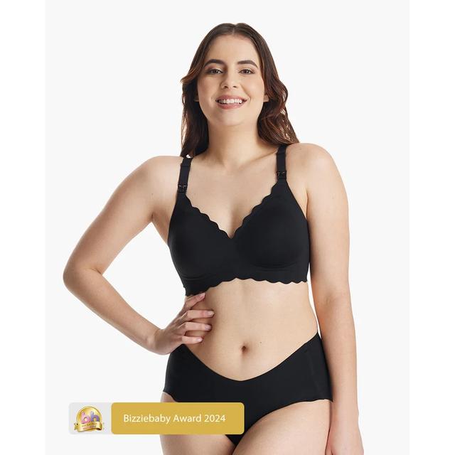 Momcozy - Jelly Strip - Seamless Floral Push up Nursing Bra - Black - S
