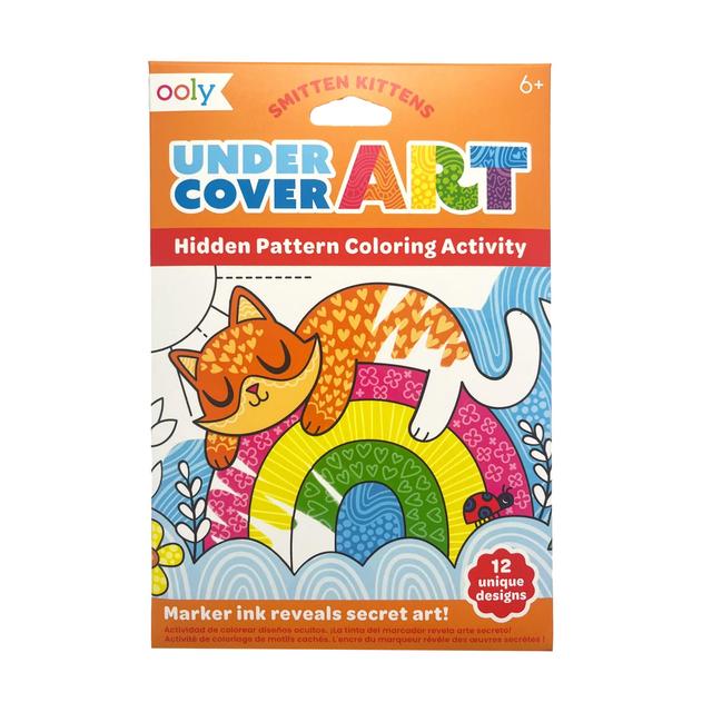 OOLY - Under Cover Art Hidden Pattern Coloring Activity - 12 Pcs - Smitten Kittens
