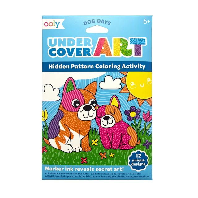 OOLY - Under Cover Art Hidden Pattern Coloring Activity - 12 Pcs - Dog Days