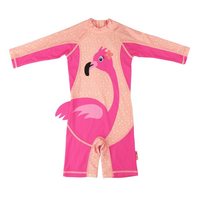 Zoocchini - Toddler Rash Guard One Piece Swimsuit - Flamingo - 12-24m