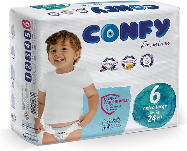 Confy - Premium Baby Diapers - number 6 - Size 15+kg - 24 Diapers