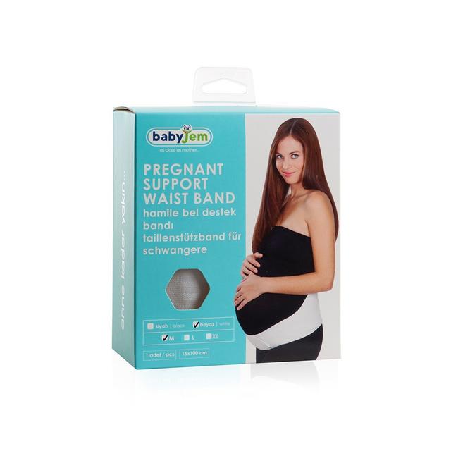 BabyJem - Pregnancy Support Waist Band - White - Size M