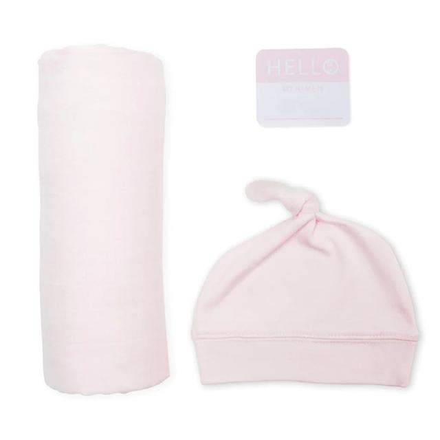Lulujo - Hello World Swaddle & Hat Set - Pink