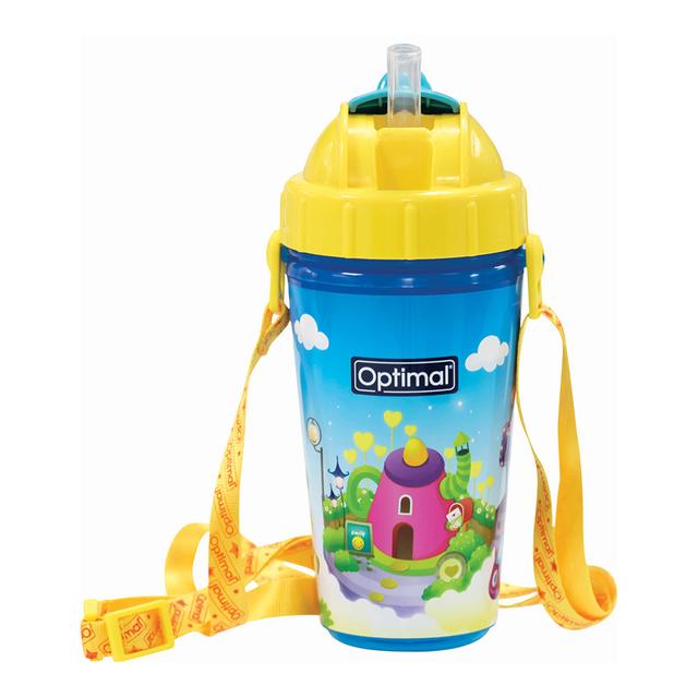 Optimal P.P. insulated straw cup 350ml - Blue