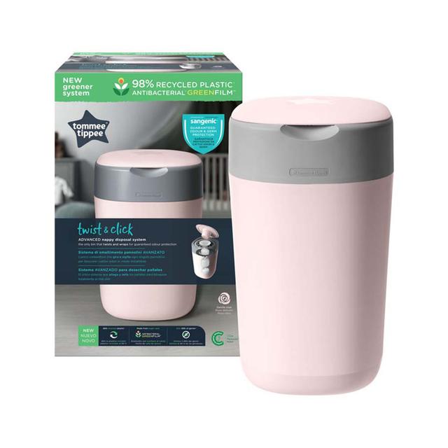 Tommee Tippee سلة التخلص من الحفاضات تويست &كليك  - وردي