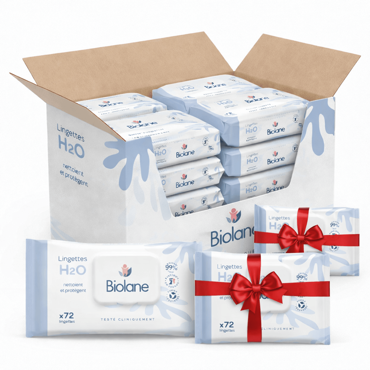 Biolane - H2O Baby Wet Wipes Carton -10+2 Gift