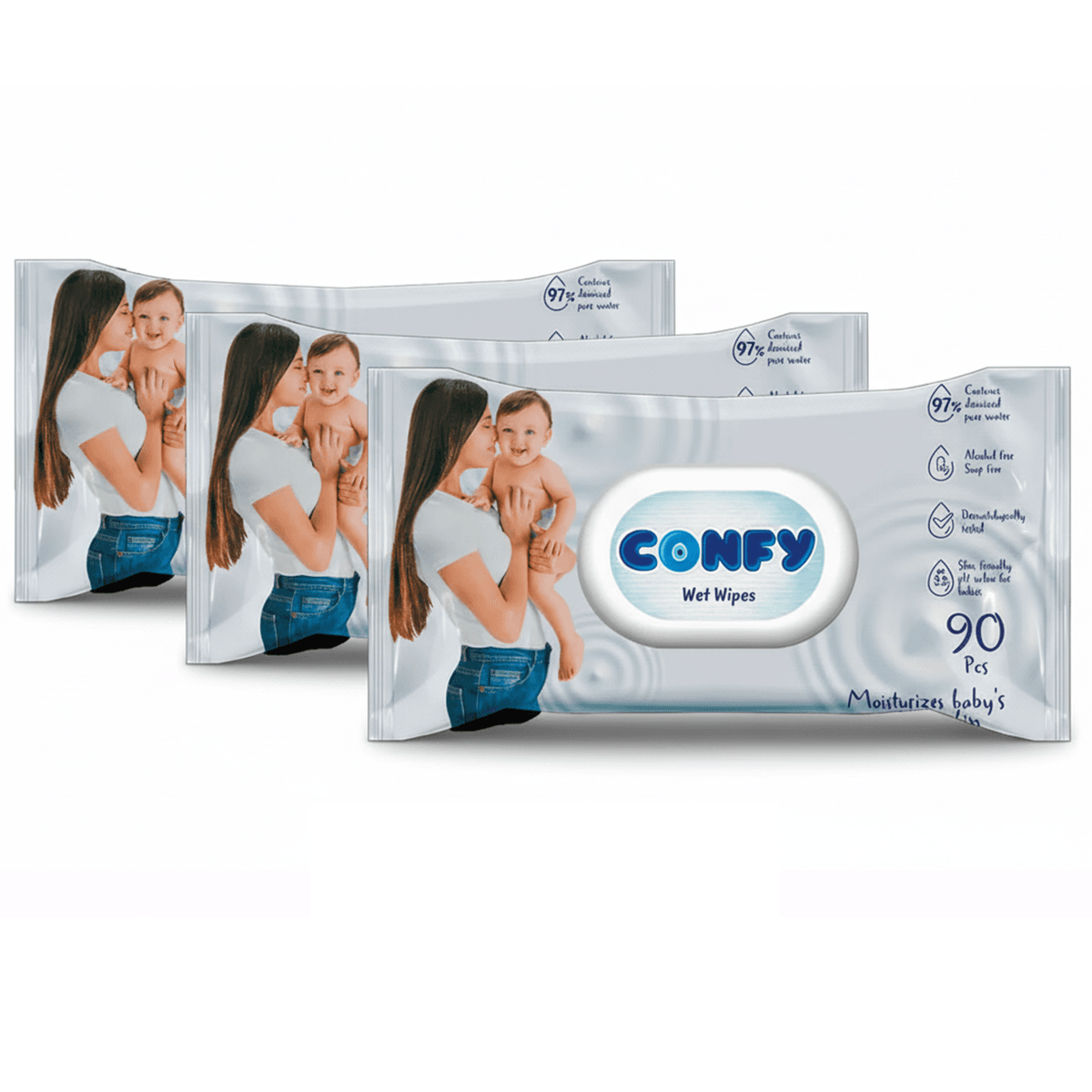 Confy - Sensitive Skin Wet Wipes - 3 Pcs