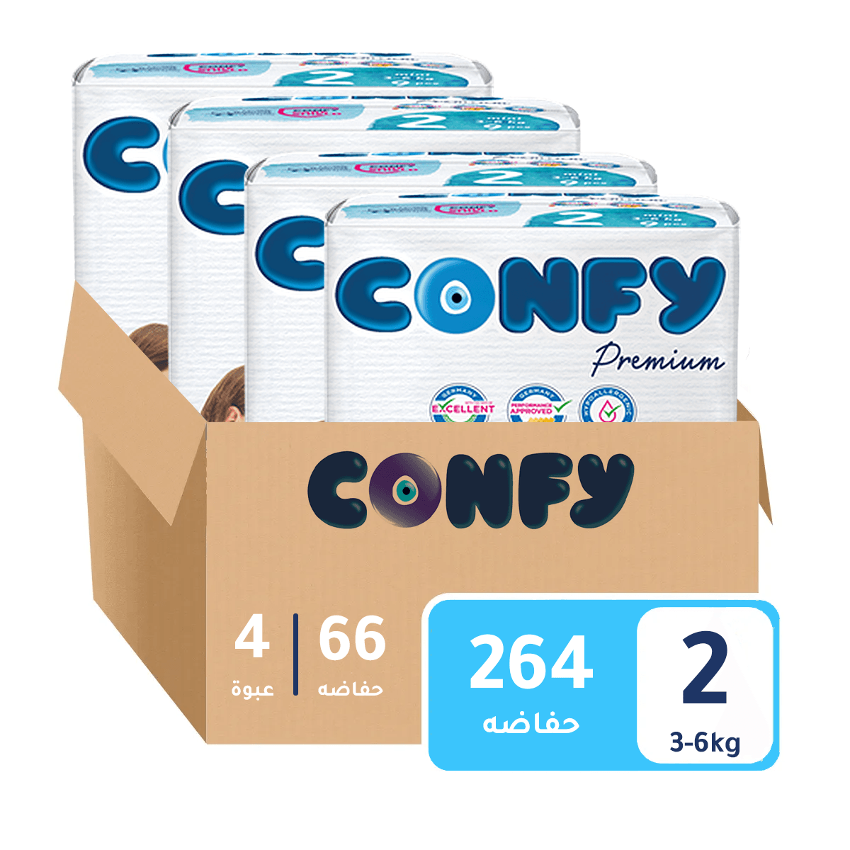 Confy - Box Economy Premium Jumbo - Number 2 - 3-6kg - 264Pcs