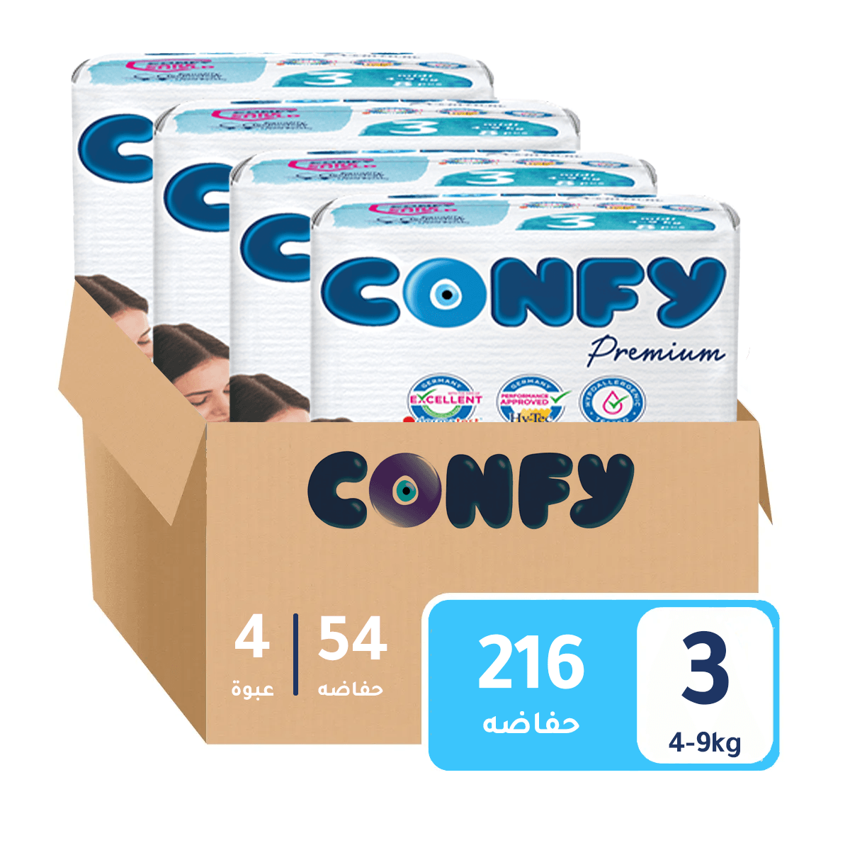 Confy - Box Economy Premium Jumbo - Number 3 - 4-9kg - 216Pcs