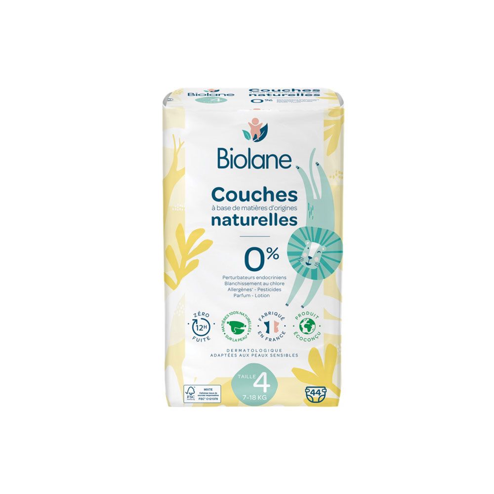 Biolane - Baby Natural Diapers Size 4 (7-18) Kg - 44 pcs