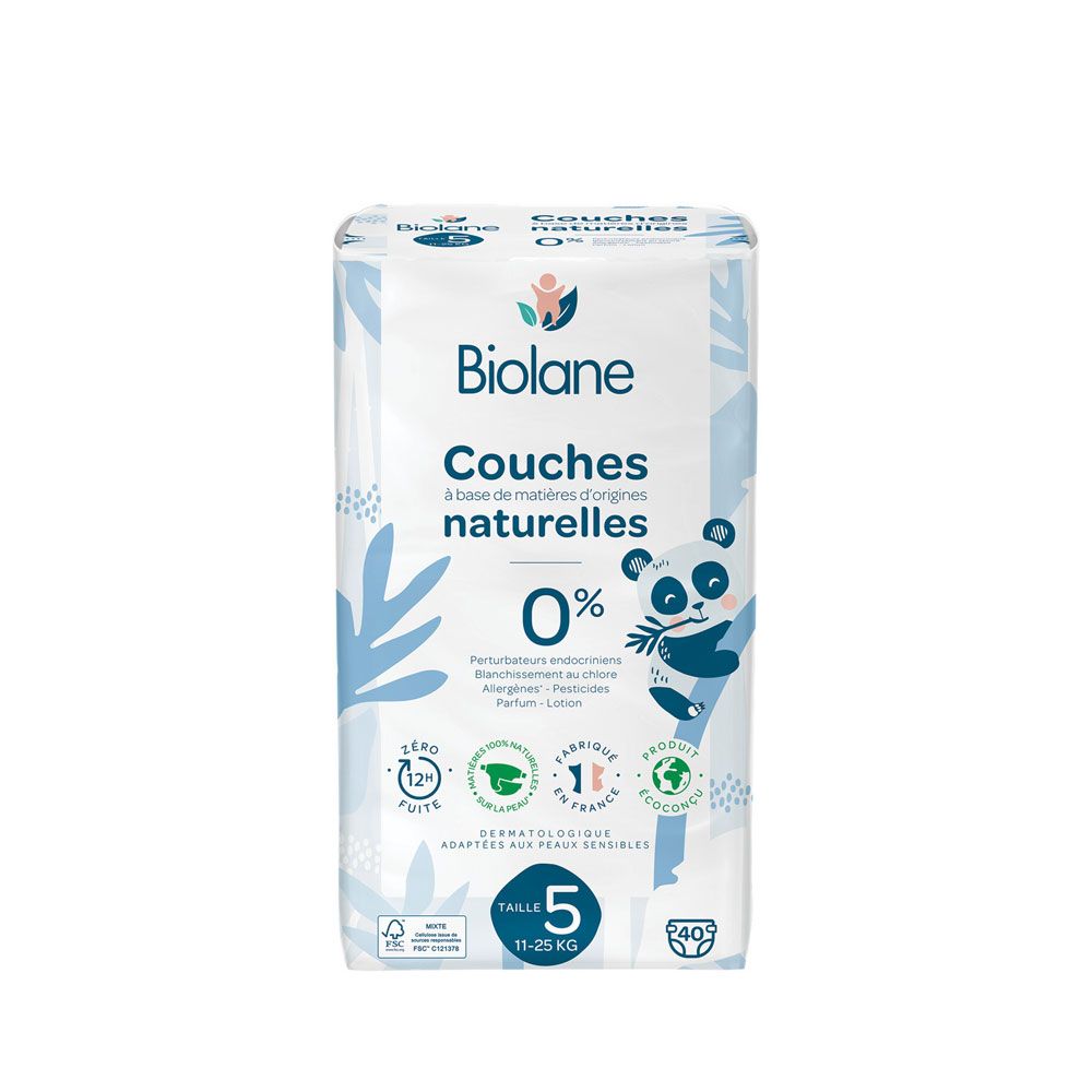 Biolane - Baby Natural Diapers Size 5 (11-25) Kg - 40 pcs