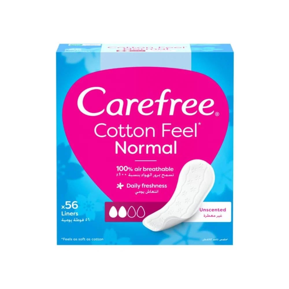 Carefree Panty Liners, Cotton, Fresh Scent, Pack of 56