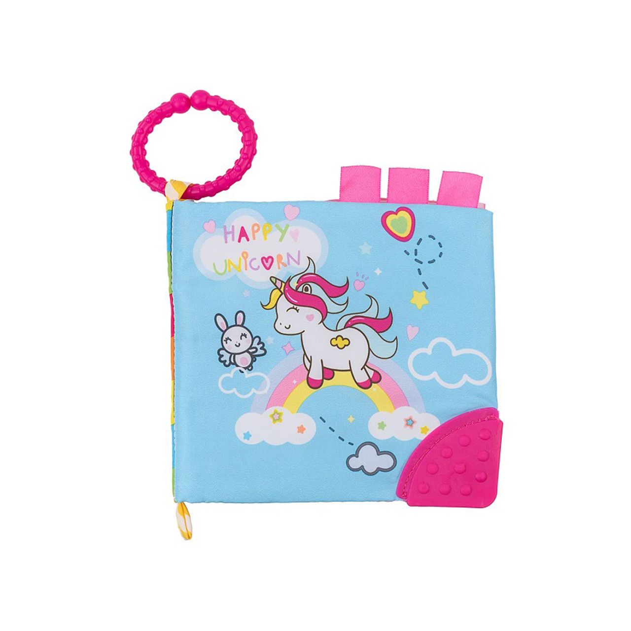 Kikkaboo - Educational Cloth With Teether - Happy Unicorn - 0+m