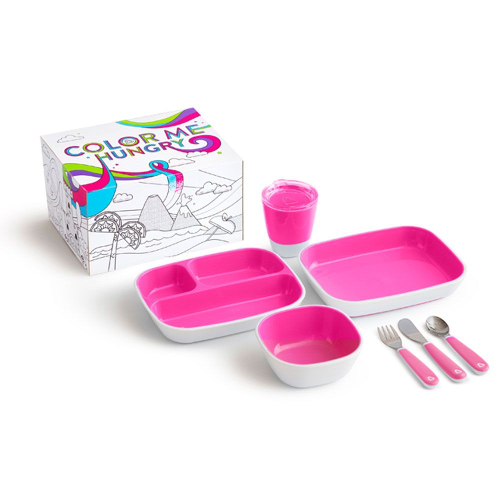 Munchkin - Color Me Hungry Splash™ Dining Set 7 pcs - Pink