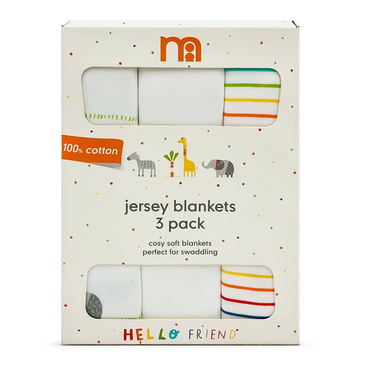 Mothercare - Confetti Party Jersey Blankets - 3 pcs - White