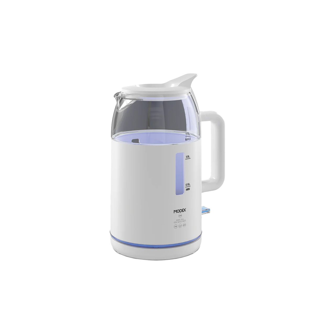 Modex - Glass Kattle - Easy Fill - 2200w - 1.5L - White