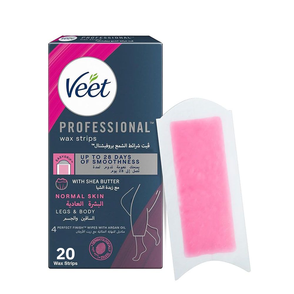 Veet - Professional™ Wax Strips, For Legs & Body, Normal Skin, With Shea Butter- 20 strips