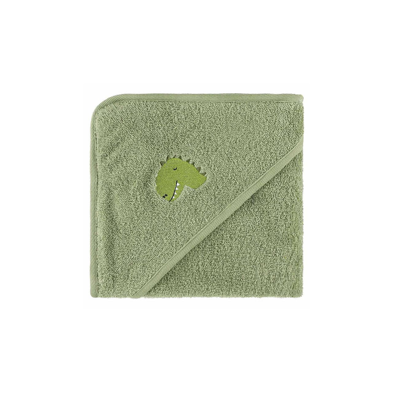 Trixie - Organic Cotton Hooded Towel 75X75Cm - Mr. Dino