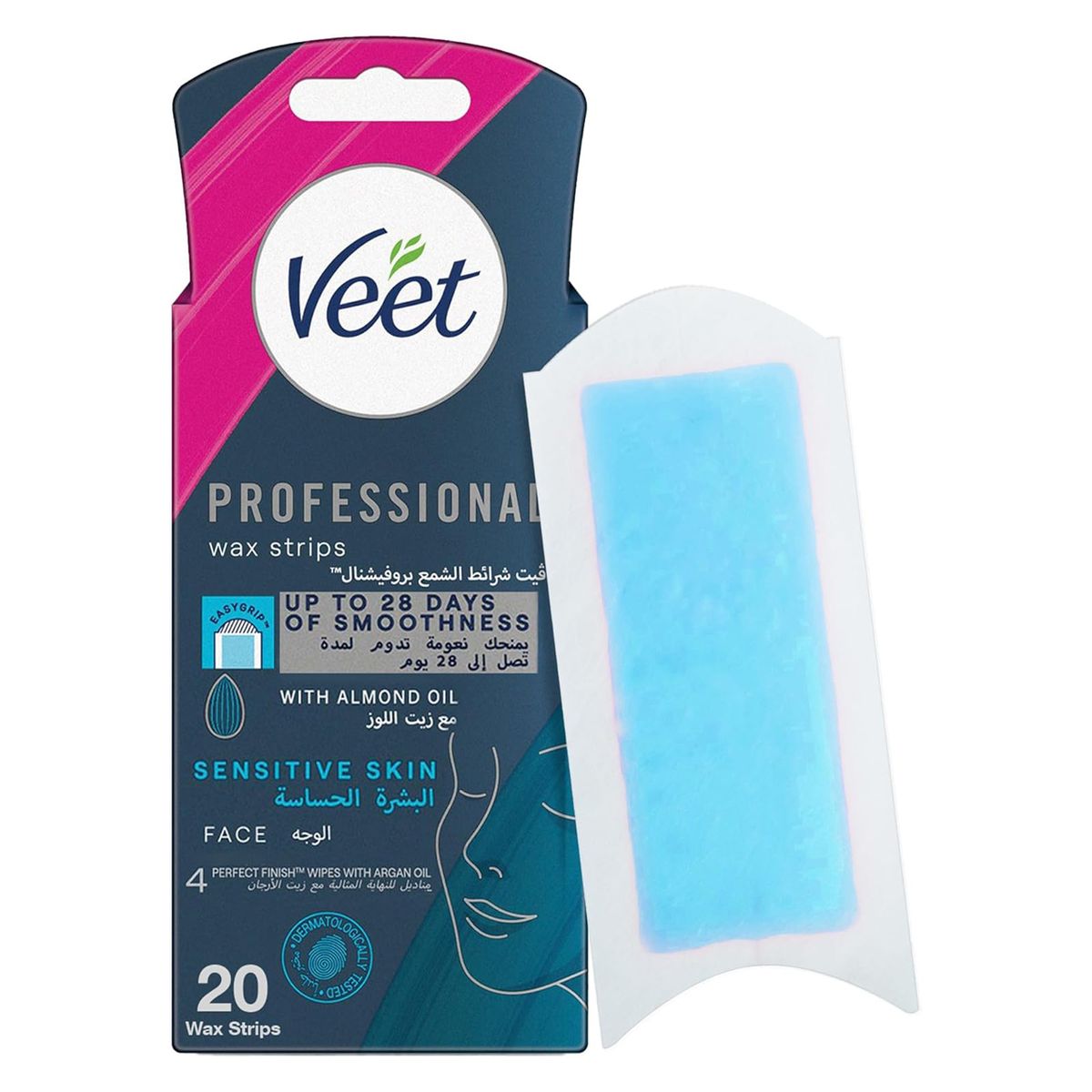 Veet - Easy-Gel Wax Strips Face for Sensitive Skin - 20 strips