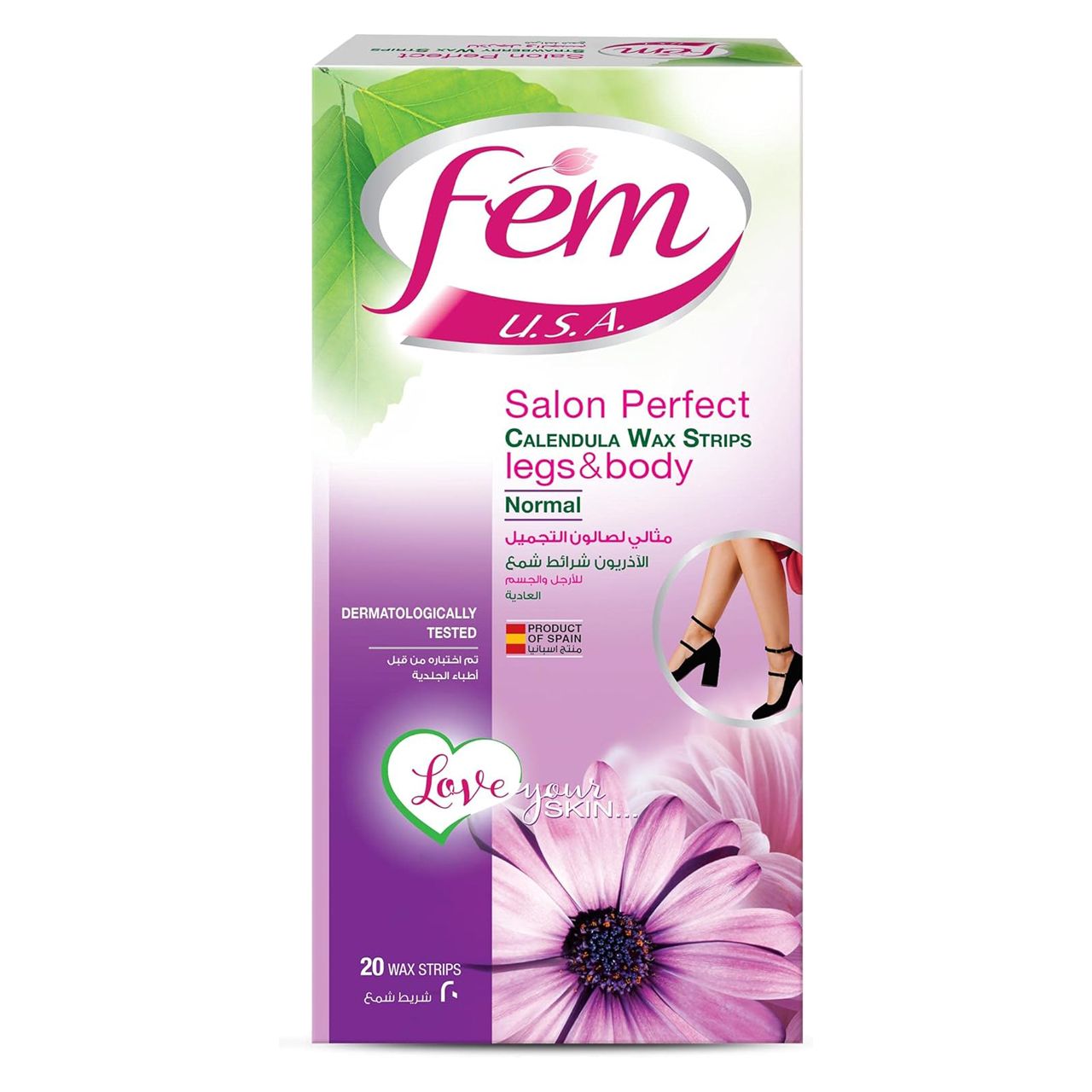 Fem - Salon Perfect Aloe Vera Wax Strips legs&Body - Extra Dry - 20 Wax Strips