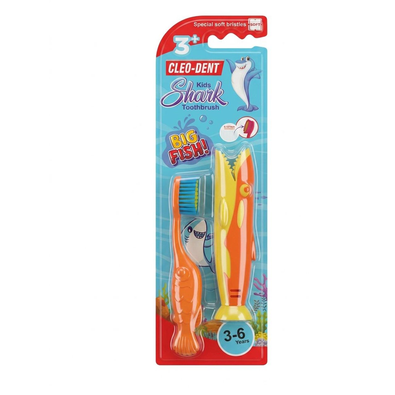 Cleo-Dent - Toothbrush Kids Shark - 3+y - orange