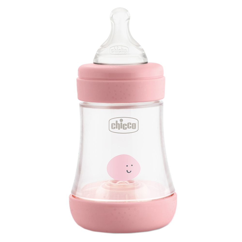 Chicco - Perfect 5 Feeding Bottle150ml Slow Flow Teat 0m+ Pink