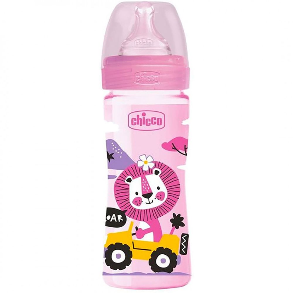 Chicco - Well-Being Feeding Bottle 250ml Medium Flow 2m+ Silicone - Pink