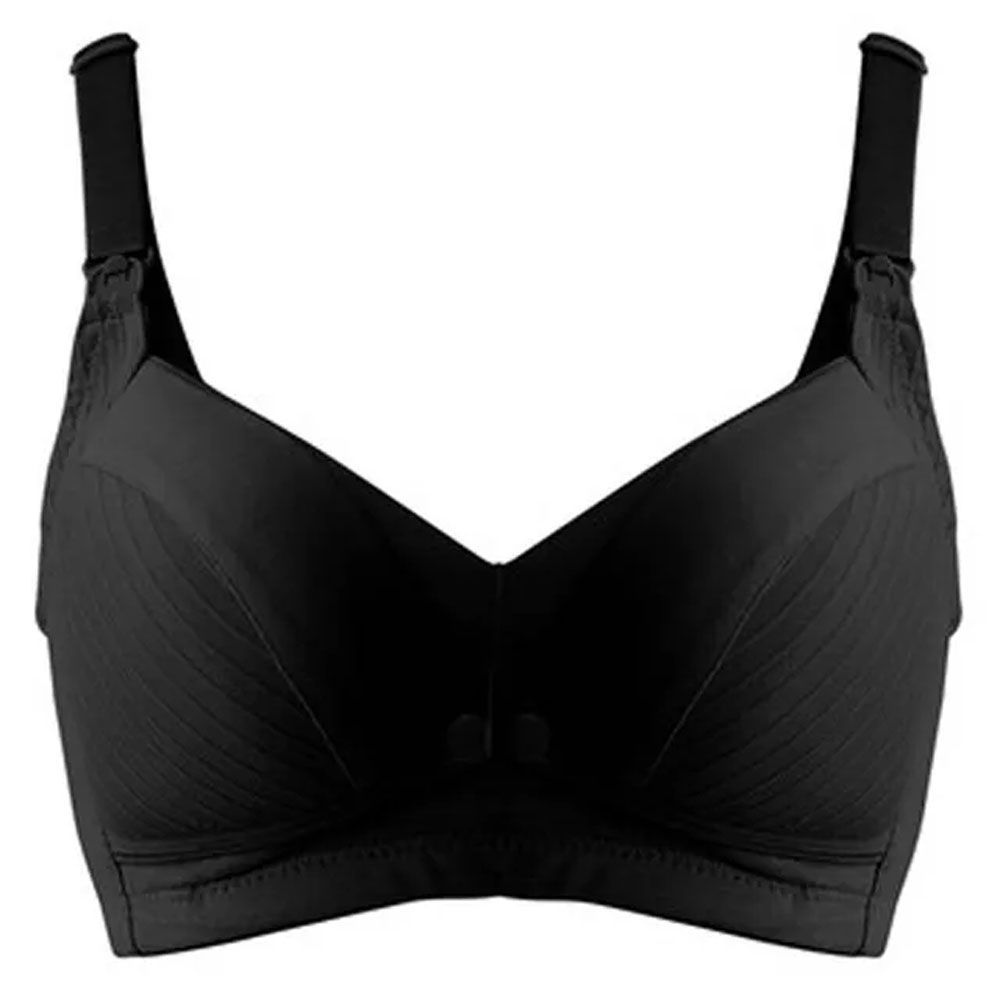 Okus - Comfy Cotton Maternity & Nursing Bra - Black - Medium