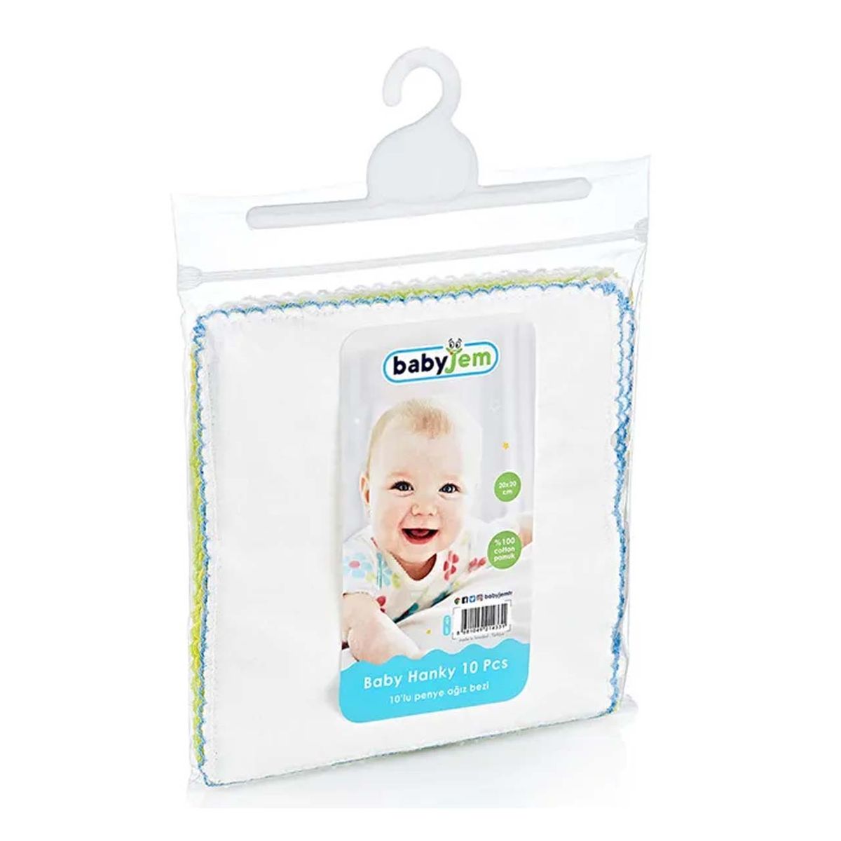 BabyJem - Baby Hanky 10 pieces 20x20 cm - White