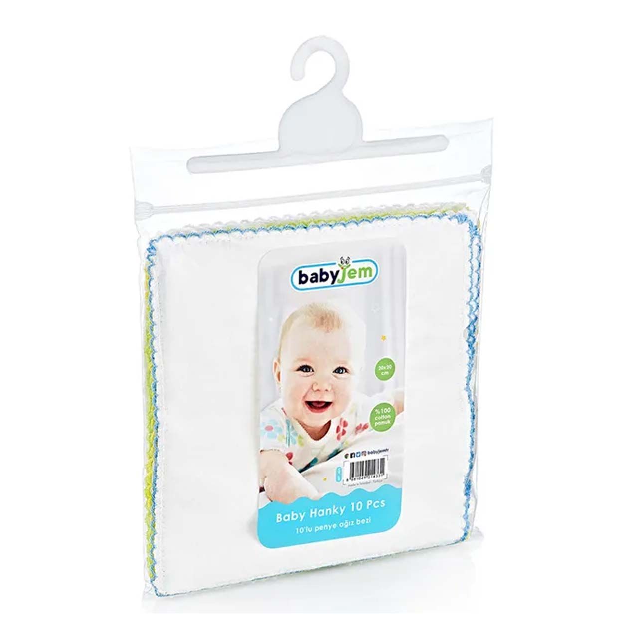 BabyJem - Baby Hanky 10 pieces 20x20 cm - White