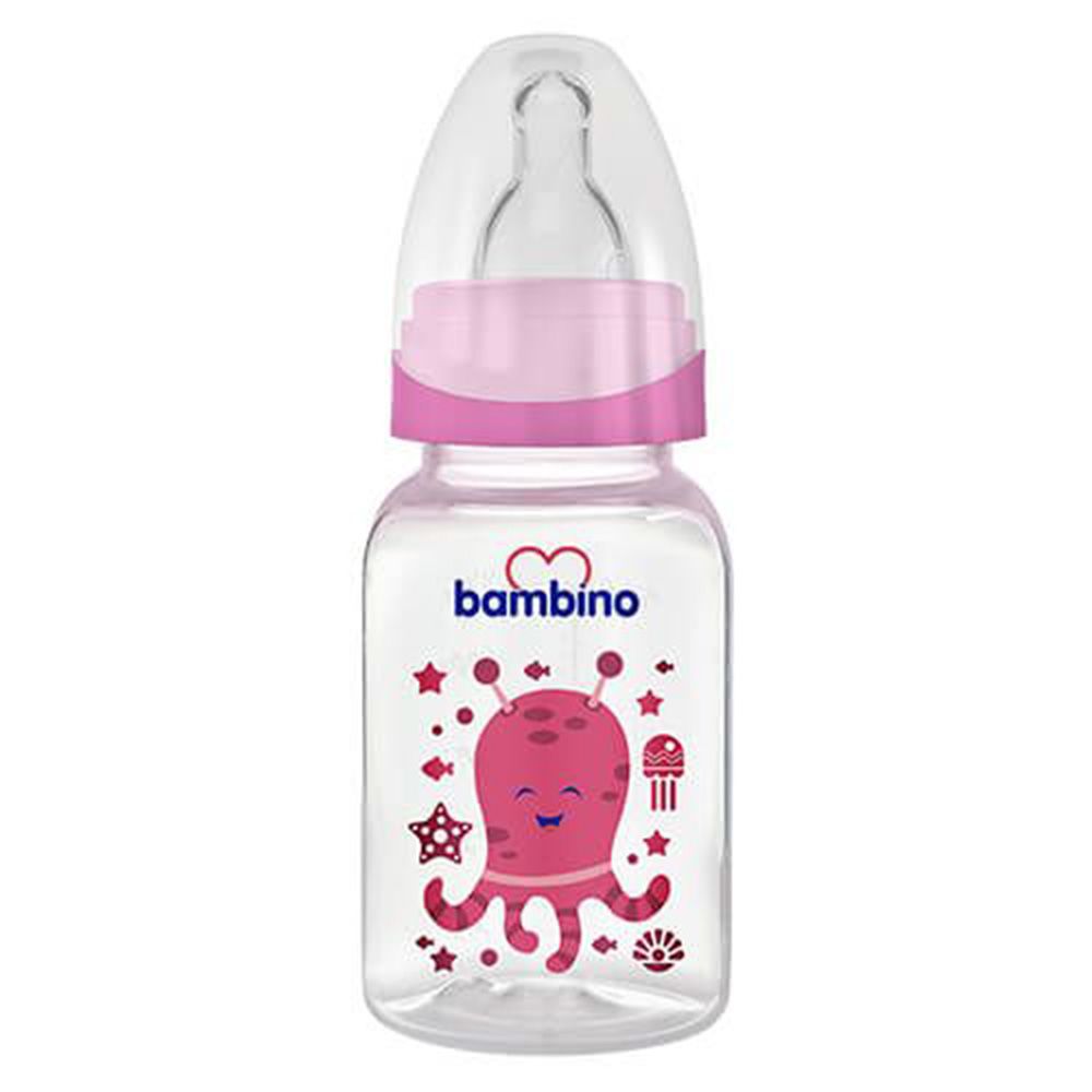Bambino - Classic Plastic Baby Bottle - 0-6 Months - 150ml - Pink