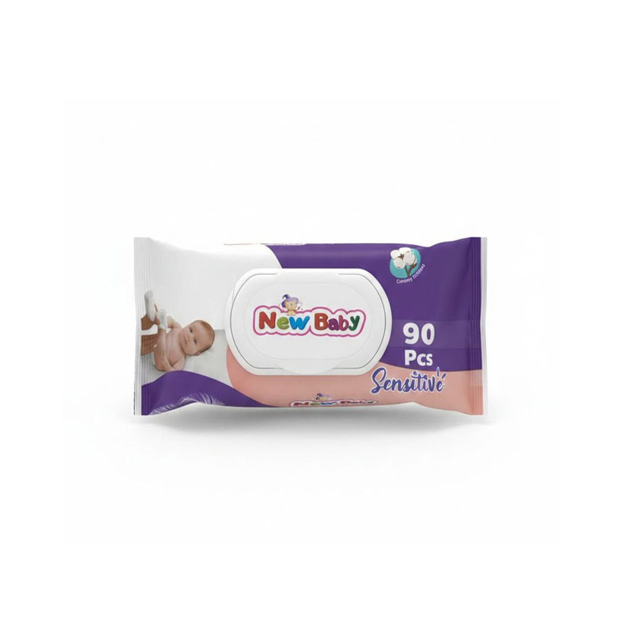 New Baby - Sensitive Wet Towel - 90 Pcs - Purple