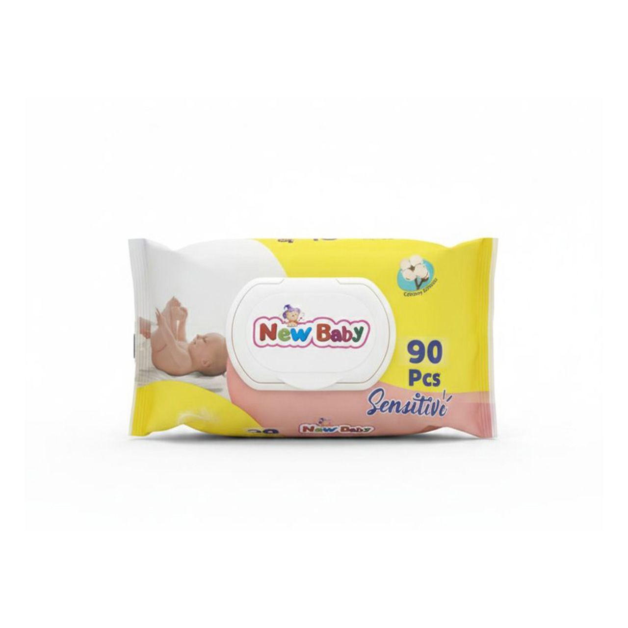 New Baby - Sensitive Wet Towel - 90 Pcs - Yallow