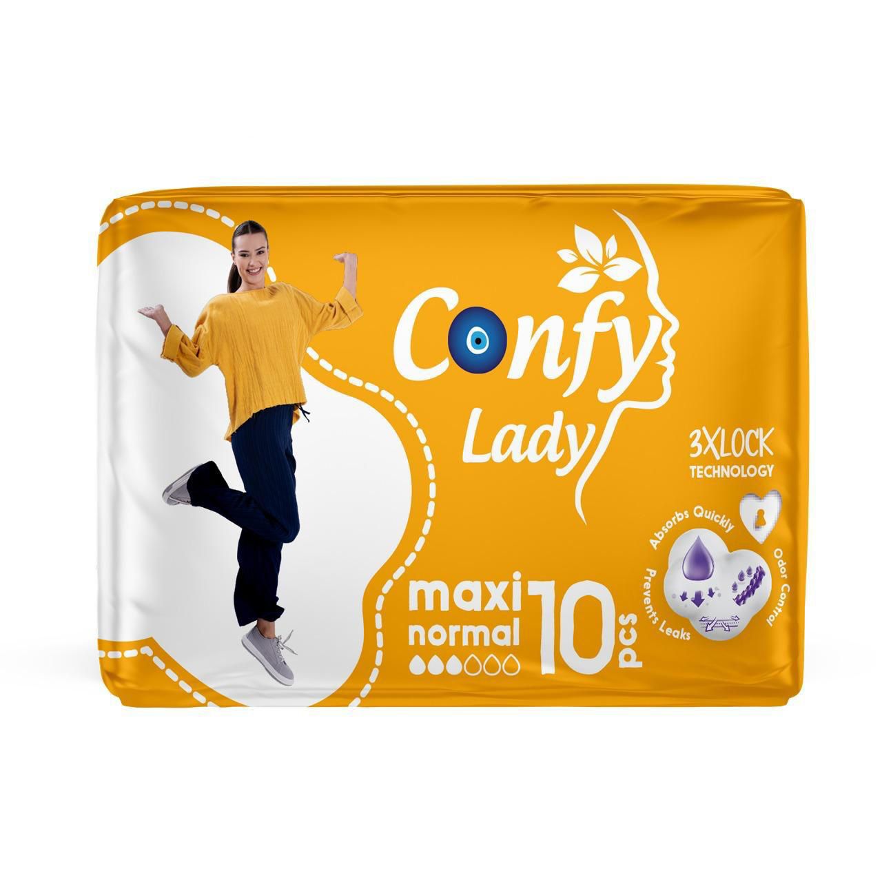 Confy - Lady Pad 3Xlock Maxi Normal - 10Pcs