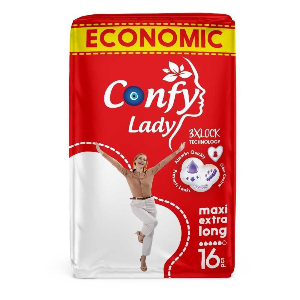 Confy - Lady Pad 3Xlock Maxi Extrs Long - 16Pcs