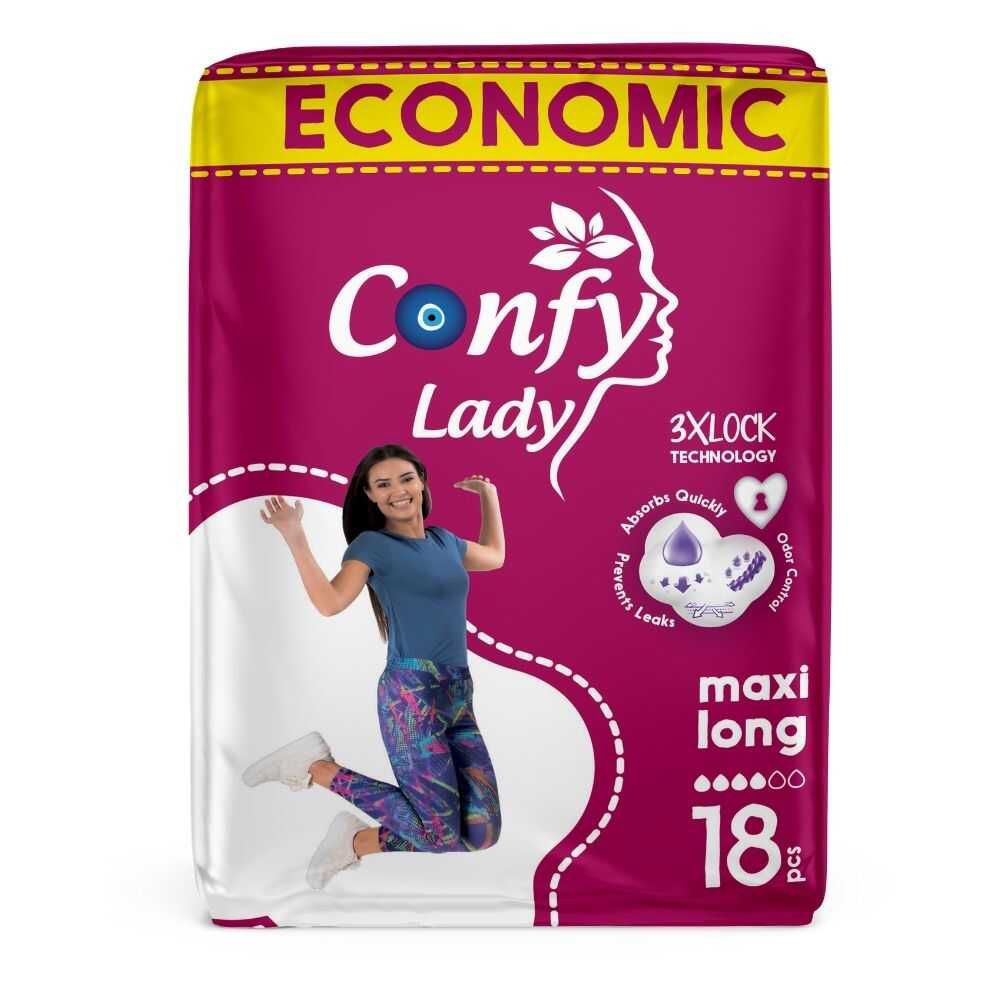 Confy - Lady Pad 3Xlock Maxi Long - 18Pcs