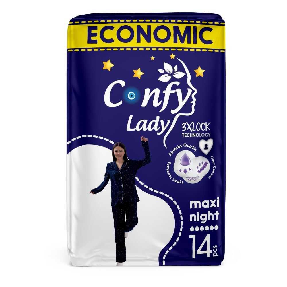 Confy - Lady Pad 3Xlock Maxi Night - 14Pcs
