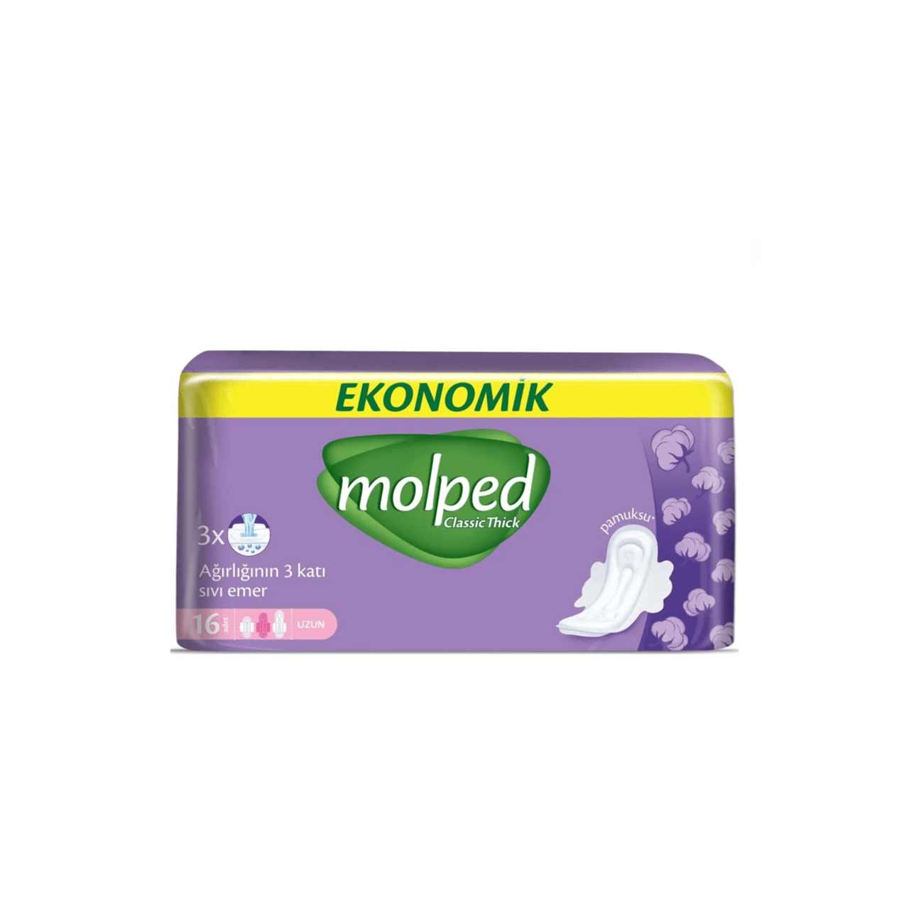 Molped - Classic Thick Absorbs 3X Long - 16 Pads
